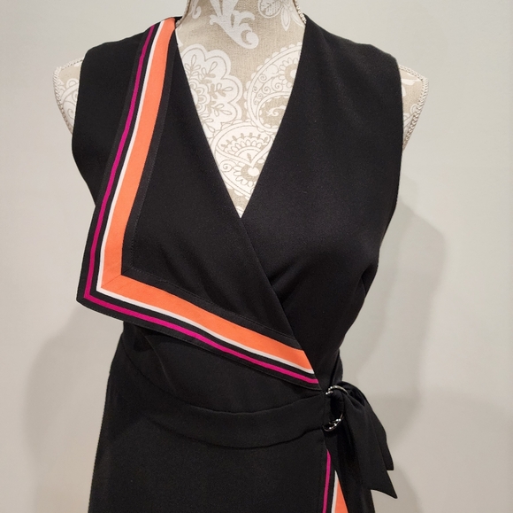 Karen Millen Black Assymetric Wrap Dress Size 6 US - Picture 11 of 14